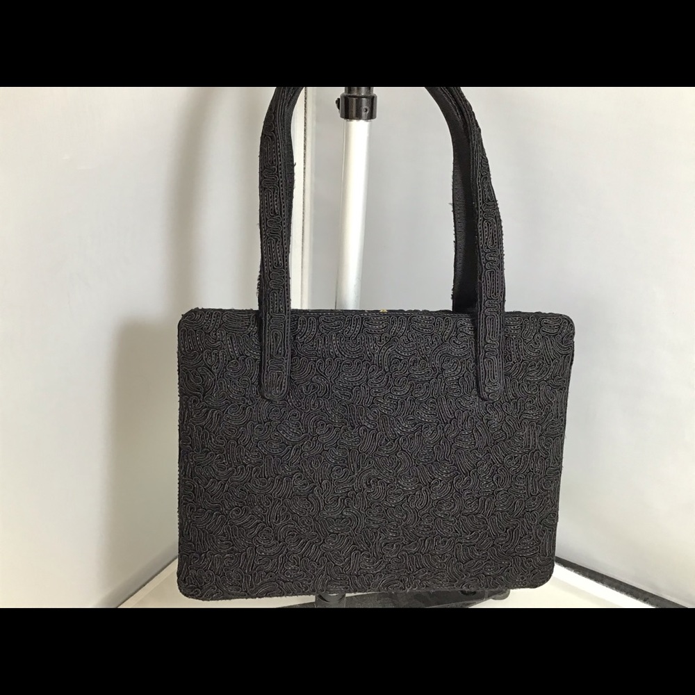 Vintage embroidered black handbag